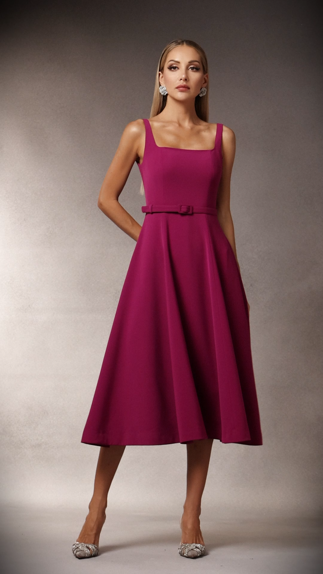Willi Sleevless Square-cut Collar Maxi Dress