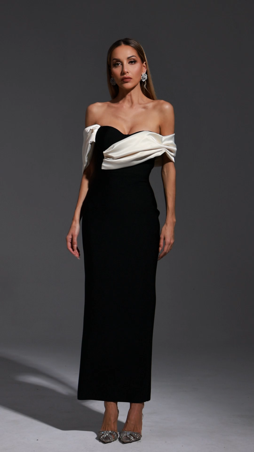 Lala Off-The-Shoulder Fold Bandage Maxi Dress