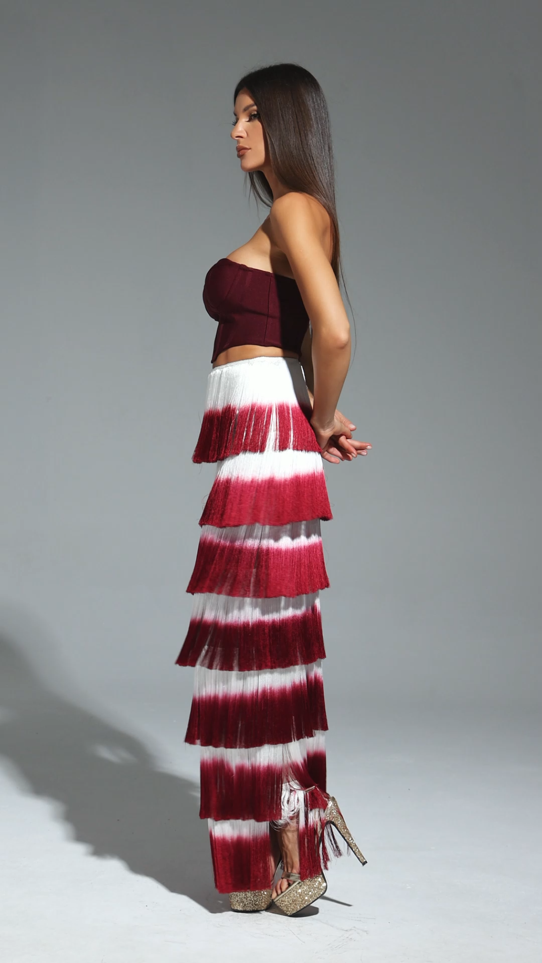 Eileen Sleeveless Tassels Bandage Maxi Two-Piece Set