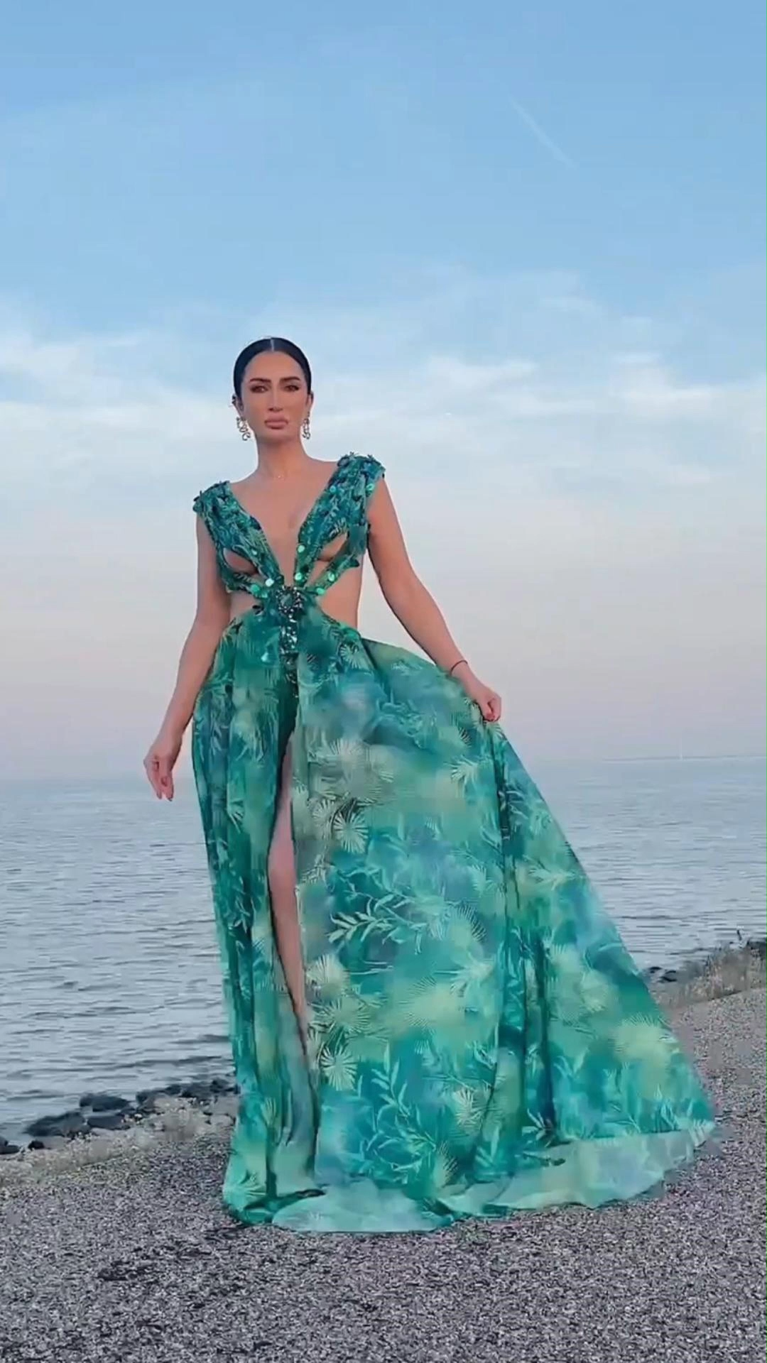 Yoland Printed Embellished Maxi Dress