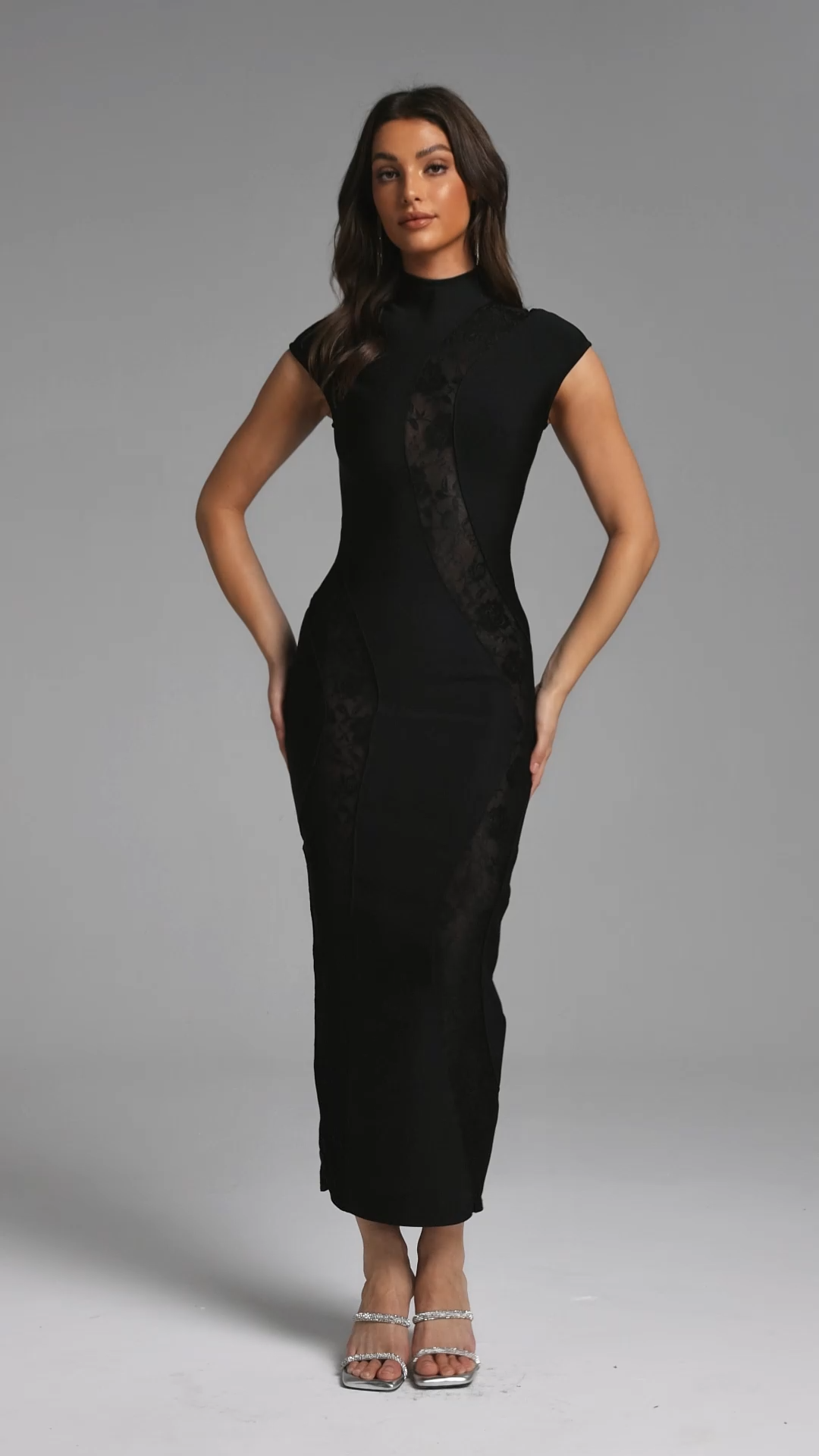 Rotte Sexy Contour Sleeveless Lace Bandage Maxi Dress