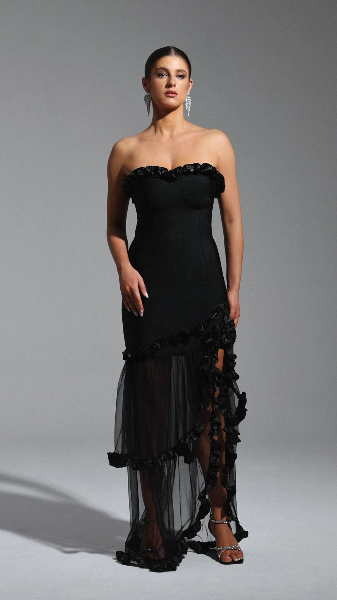 Edmee Bandage  Strapless Slit Maxi Dress