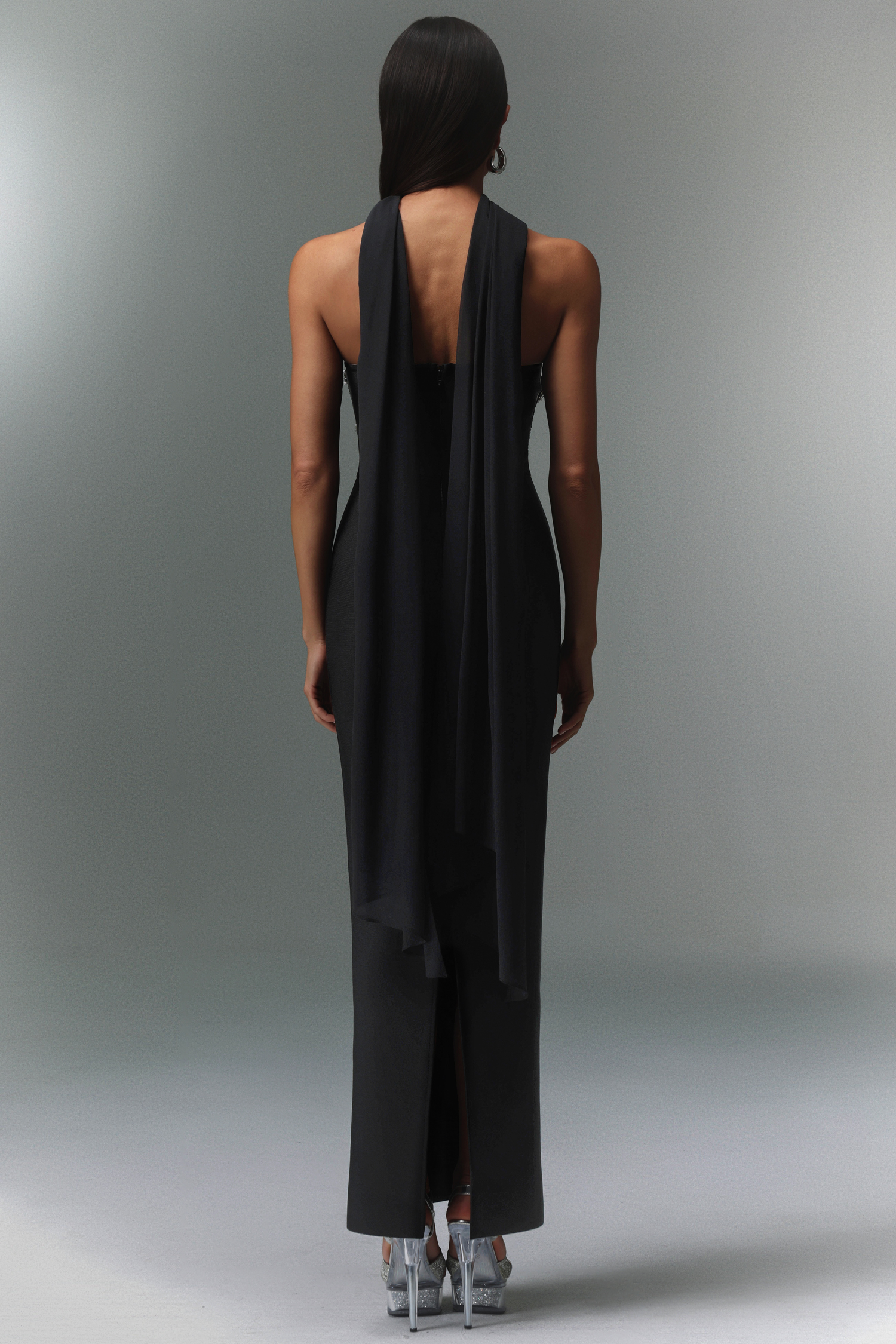 Rita Sleeveless Diamond Ribbon Bandage Maxi Dress