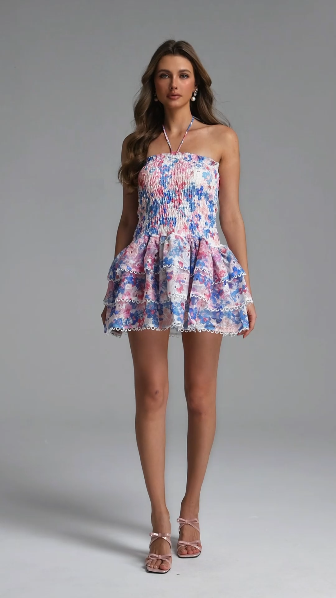 Dolcie Resort Cinched Sleeveless Floral Print Woven Mini Dress
