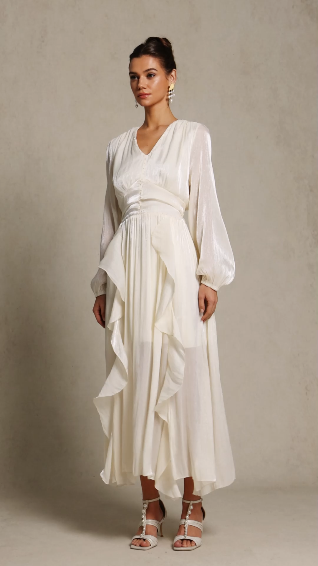 Doma Long Sleeves Folds Maxi Dress