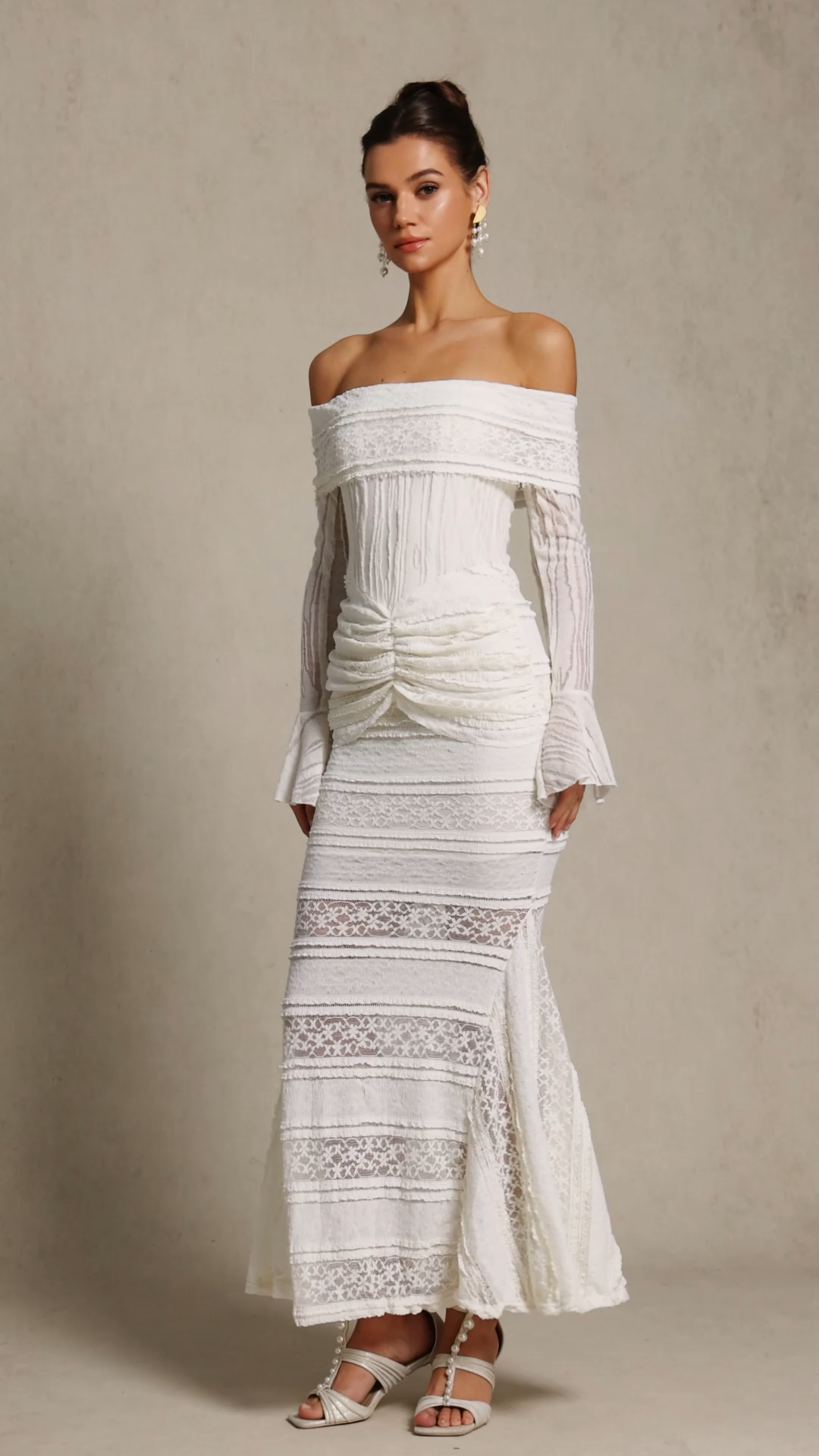 Falae Long Sleeves Folds Maxi Dress