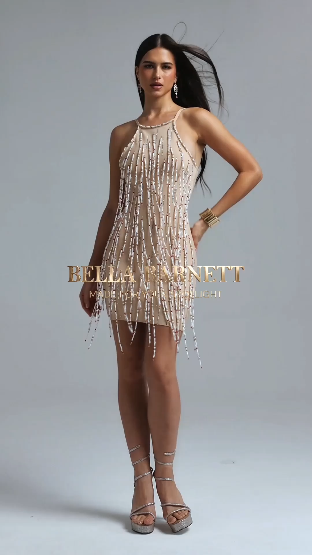 Keve Minimalist Halter Sleeveless Tassel Bandage Mini Dress