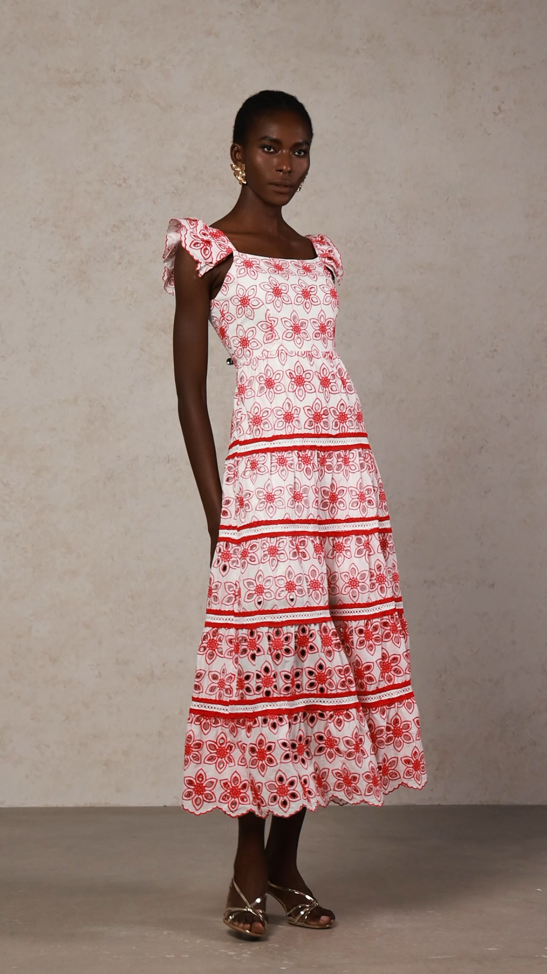 Rola Flowers Hollow Out Embroidery Maxi Dress