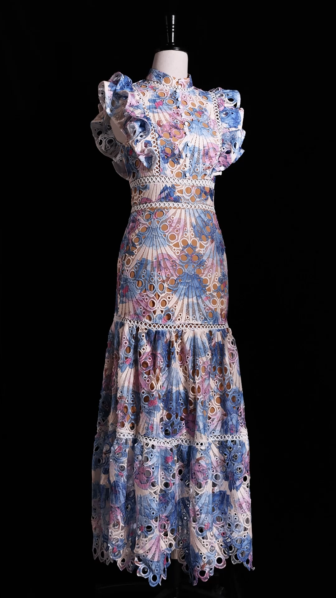 Nani Sleeveless Printed Lace Maxi Dress