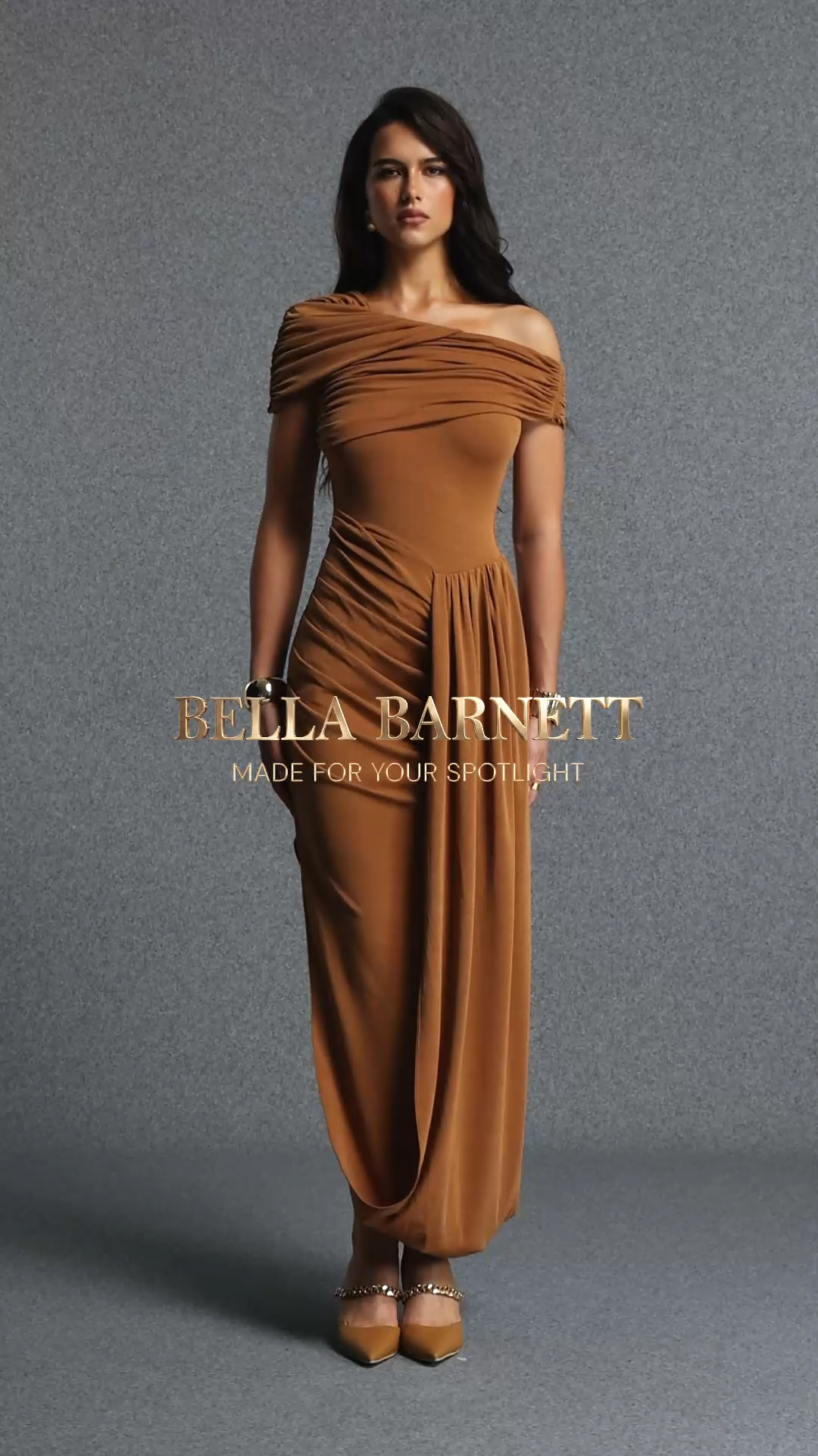 Delia Elegant Contour Off Shoulder Ruched Knit Maxi Dress