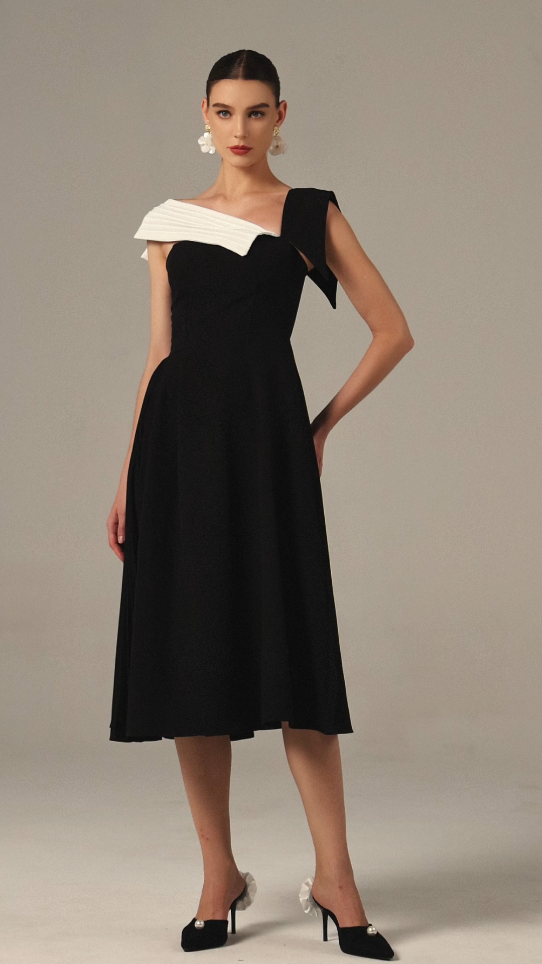 Werza Oblique Shoulder Midi Dress