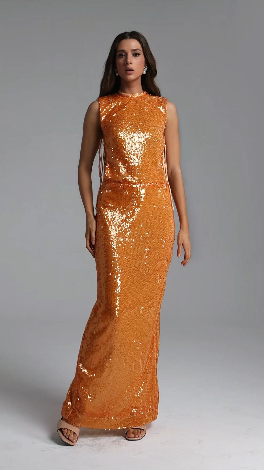 Tazeda Glamorous Contour Sleevelss Sequin Maxi Dress