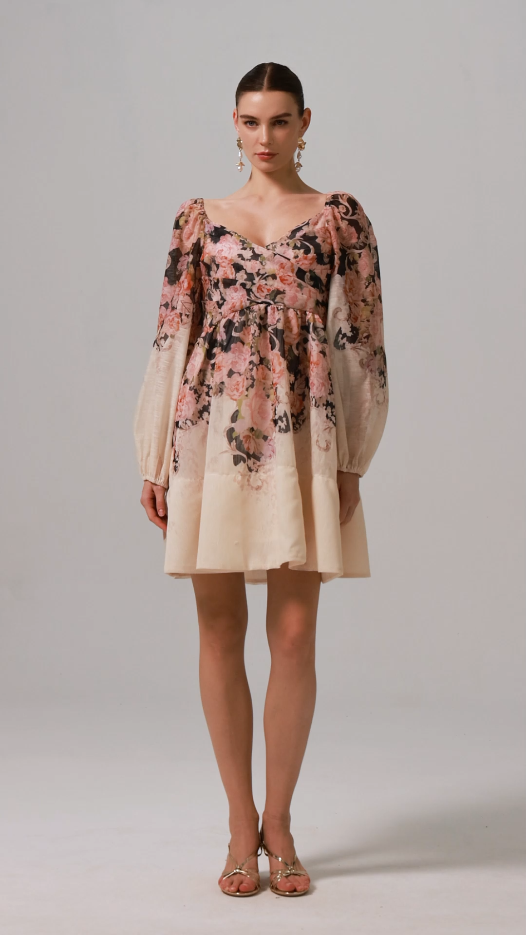 Madison Long Sleeve Floral Printed Mini Dress