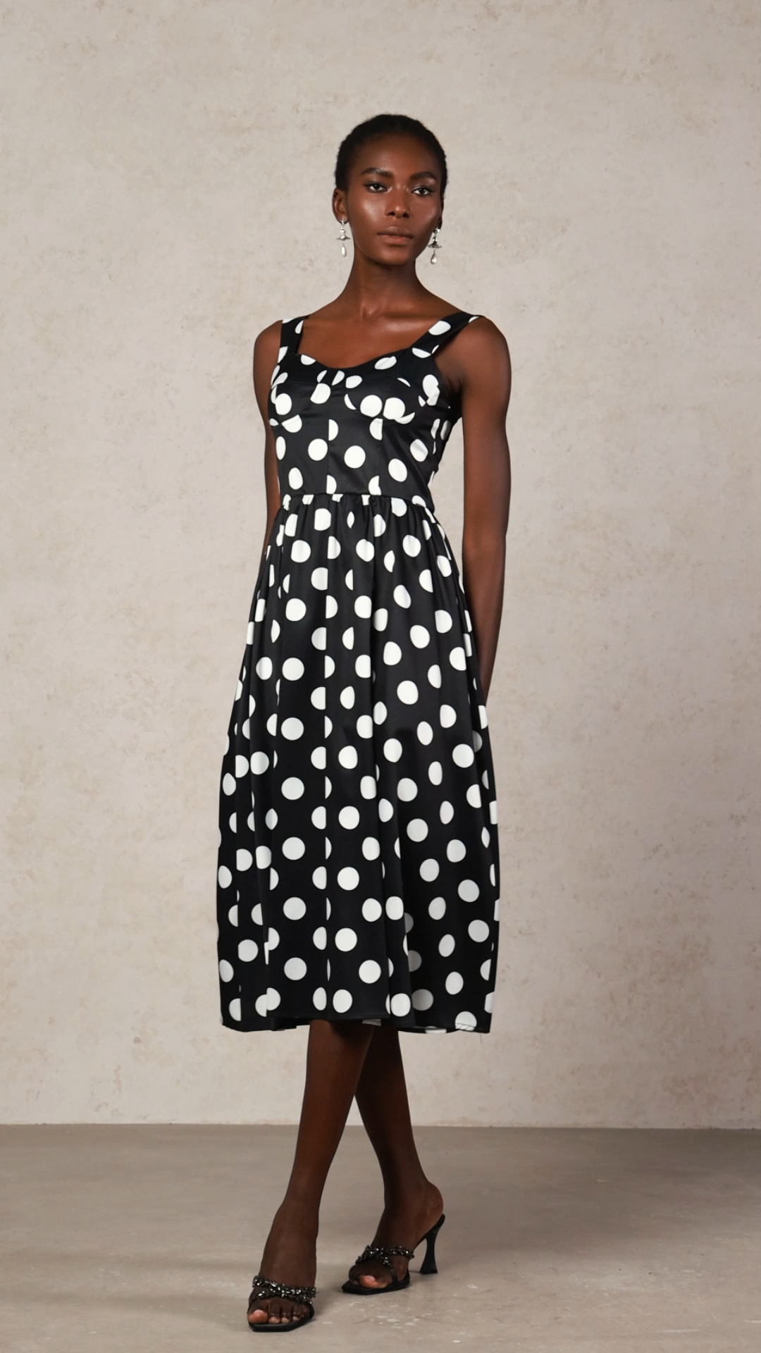 Noah Dot Printed Halter Midi Dress
