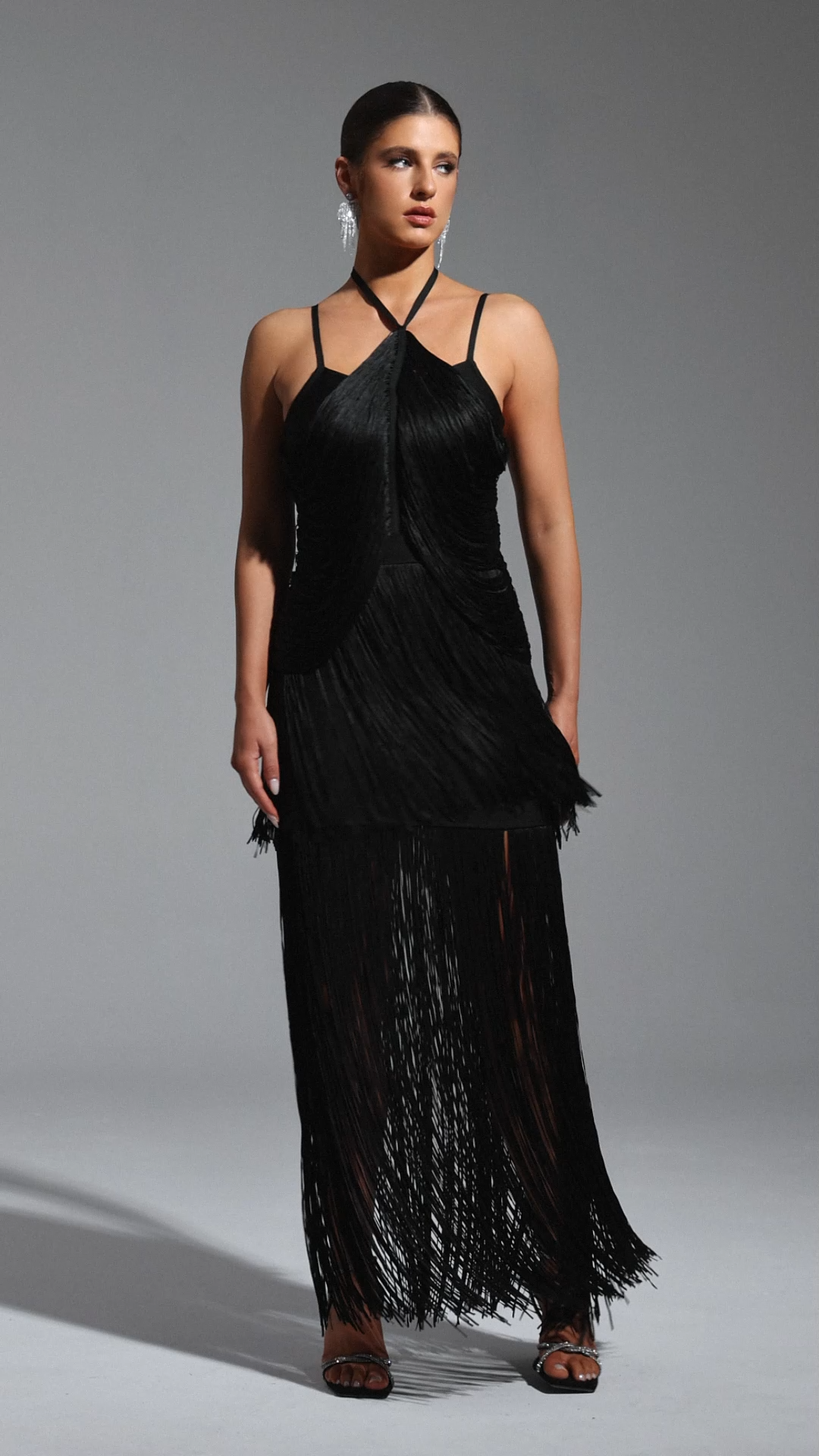 Kivi Bandage Halter Tassel Maxi Dress