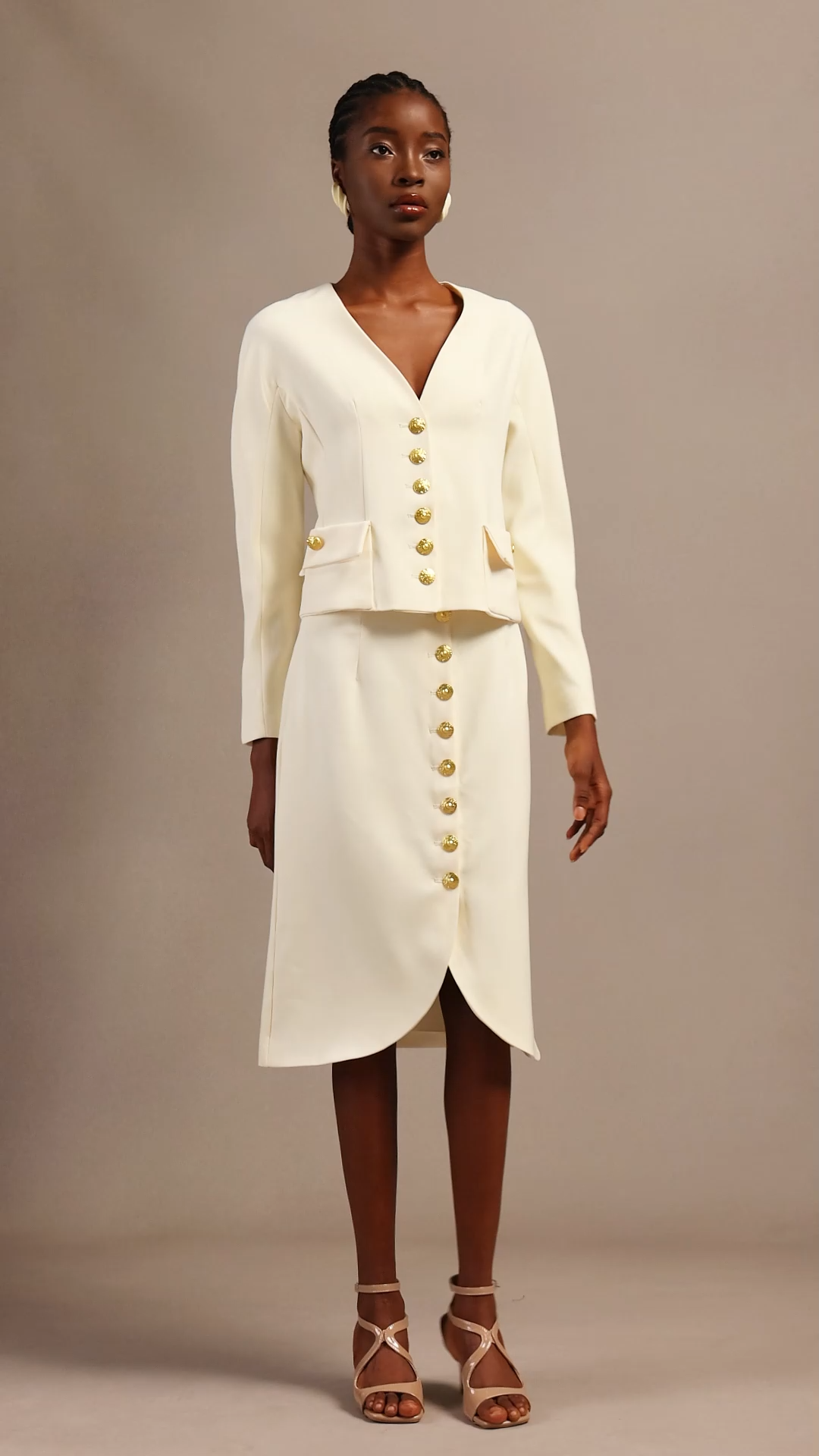 Uniko Elegant Long Sleeve Woven Top And Skirt Two-Piece Set