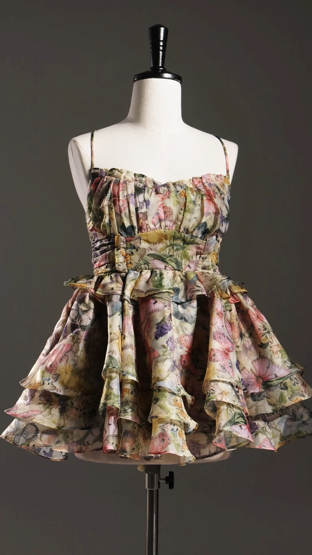 Hester Sleeveless V-Neck Lacing Flounce Mini Dress