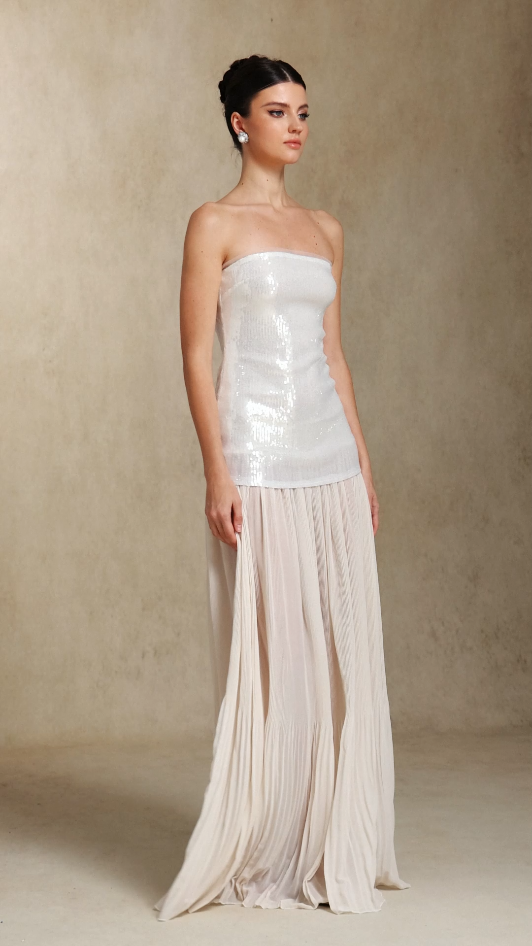 Vafa Chest smearing Sequins Chiffon maxi formal dress