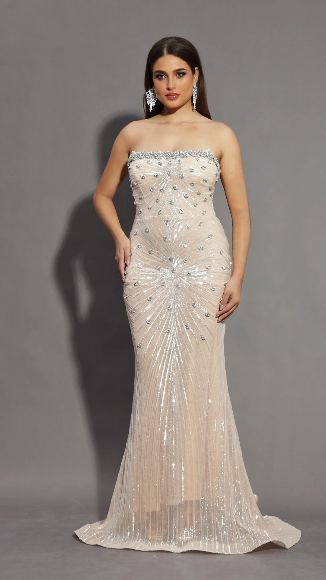 Kori Strapless Diamond Sequins Maxi Dress