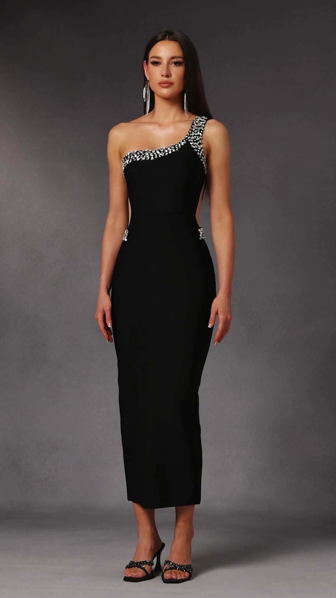 Tine Sleeveless Diamond Slit Bandage Maxi Dress