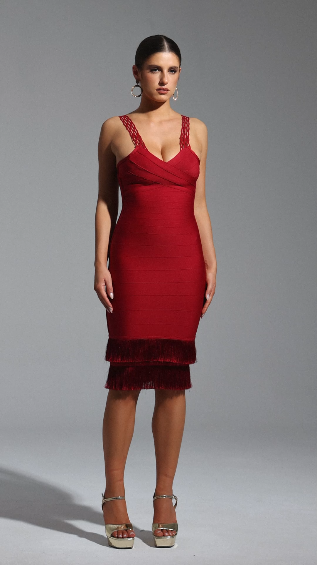 Loretta Sleeveless Tassel Bandage Mini Dress