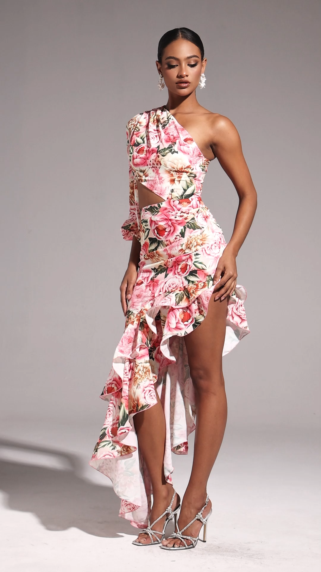 Emmeline One Shoulder Hollow Out Slit Maxi Dress