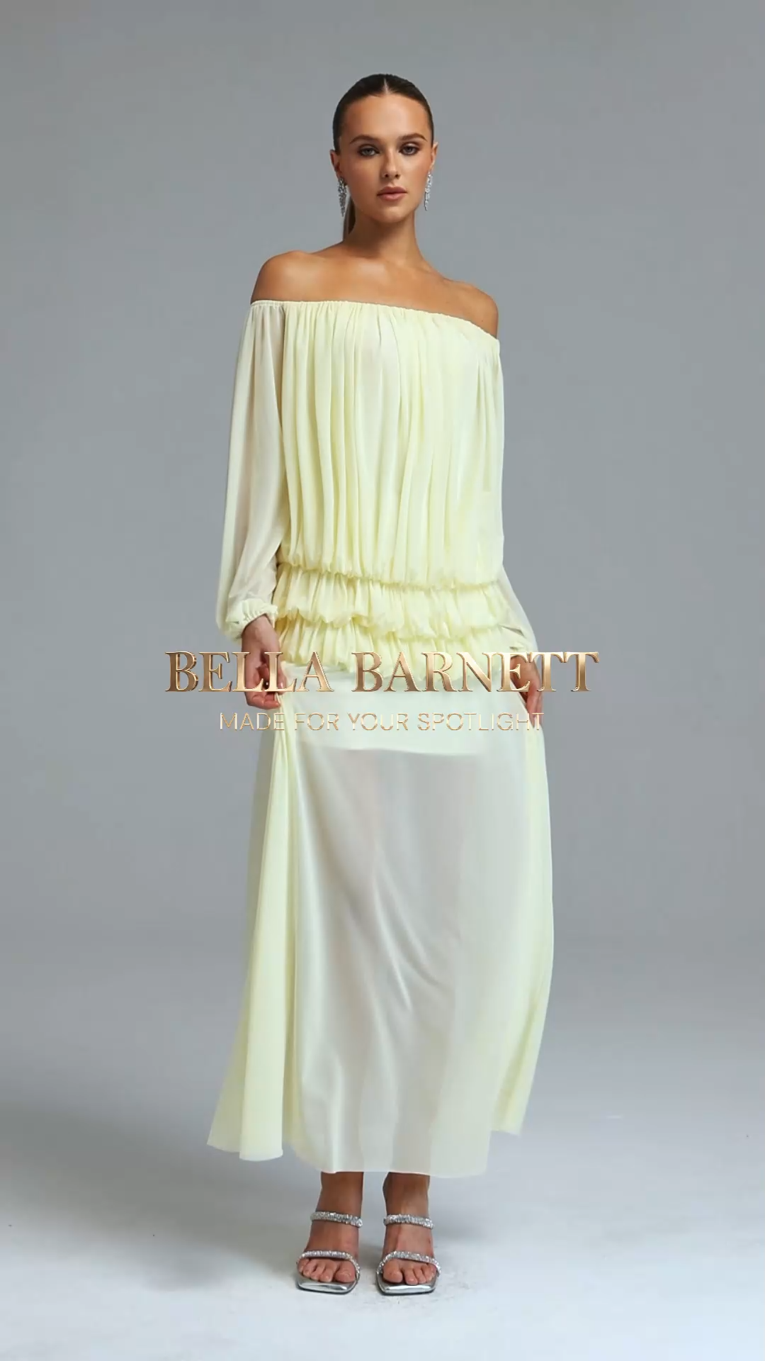Gianna Elegant Off Shoulder Long Sleeve Ruched Top Midi Skirt Knit Two Piece Set