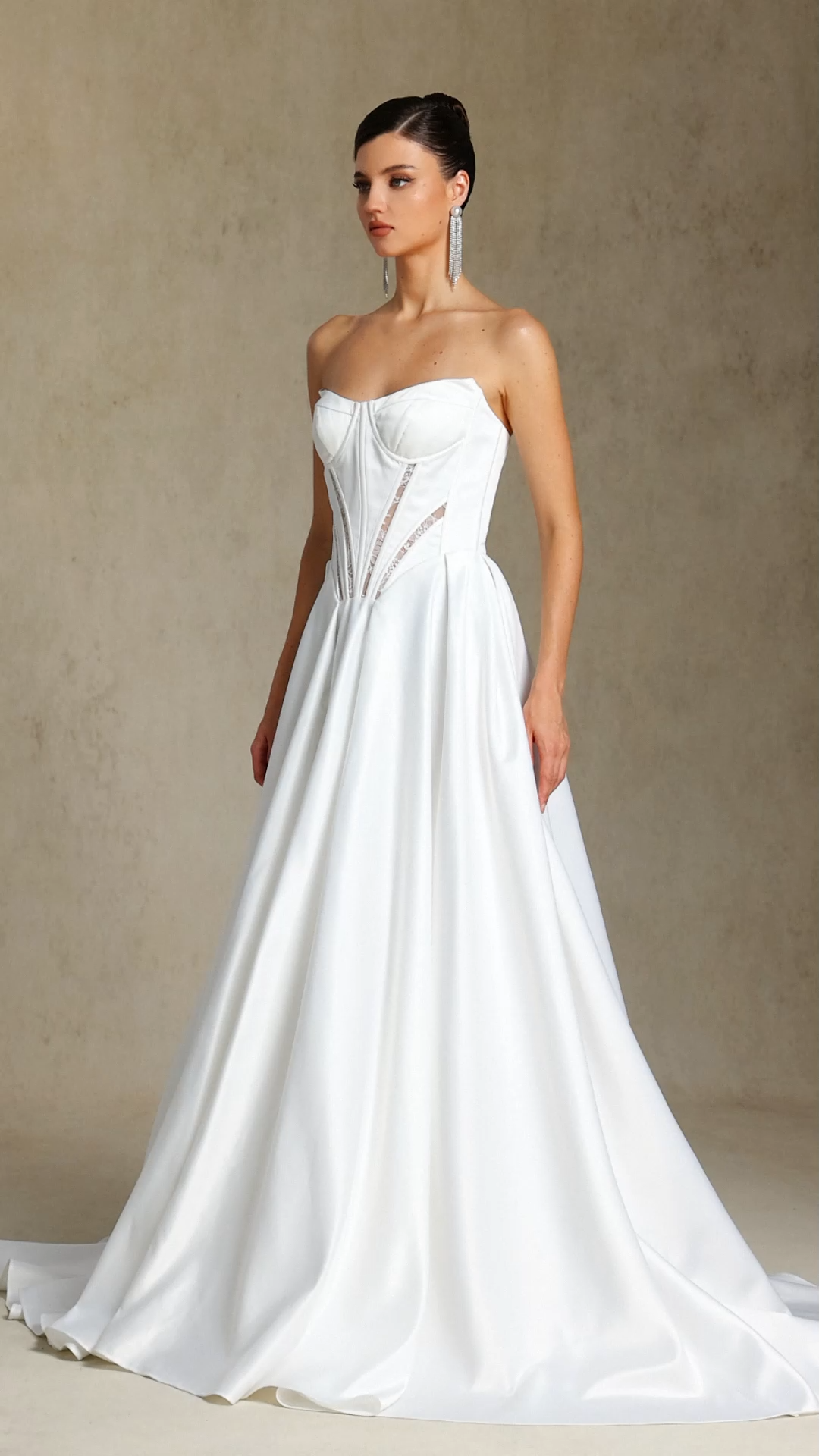 Salama Cut-out lace strapless maxi wedding dress