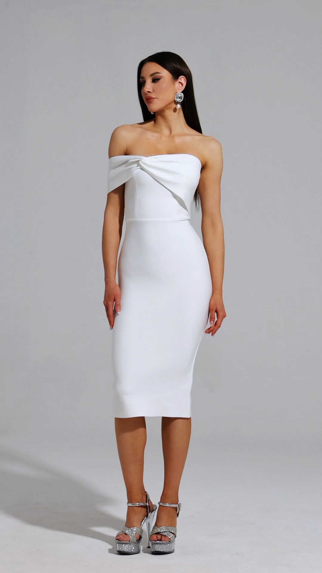 Tikia One Shoulder Sleeveless Backless Bandage Midi Dress
