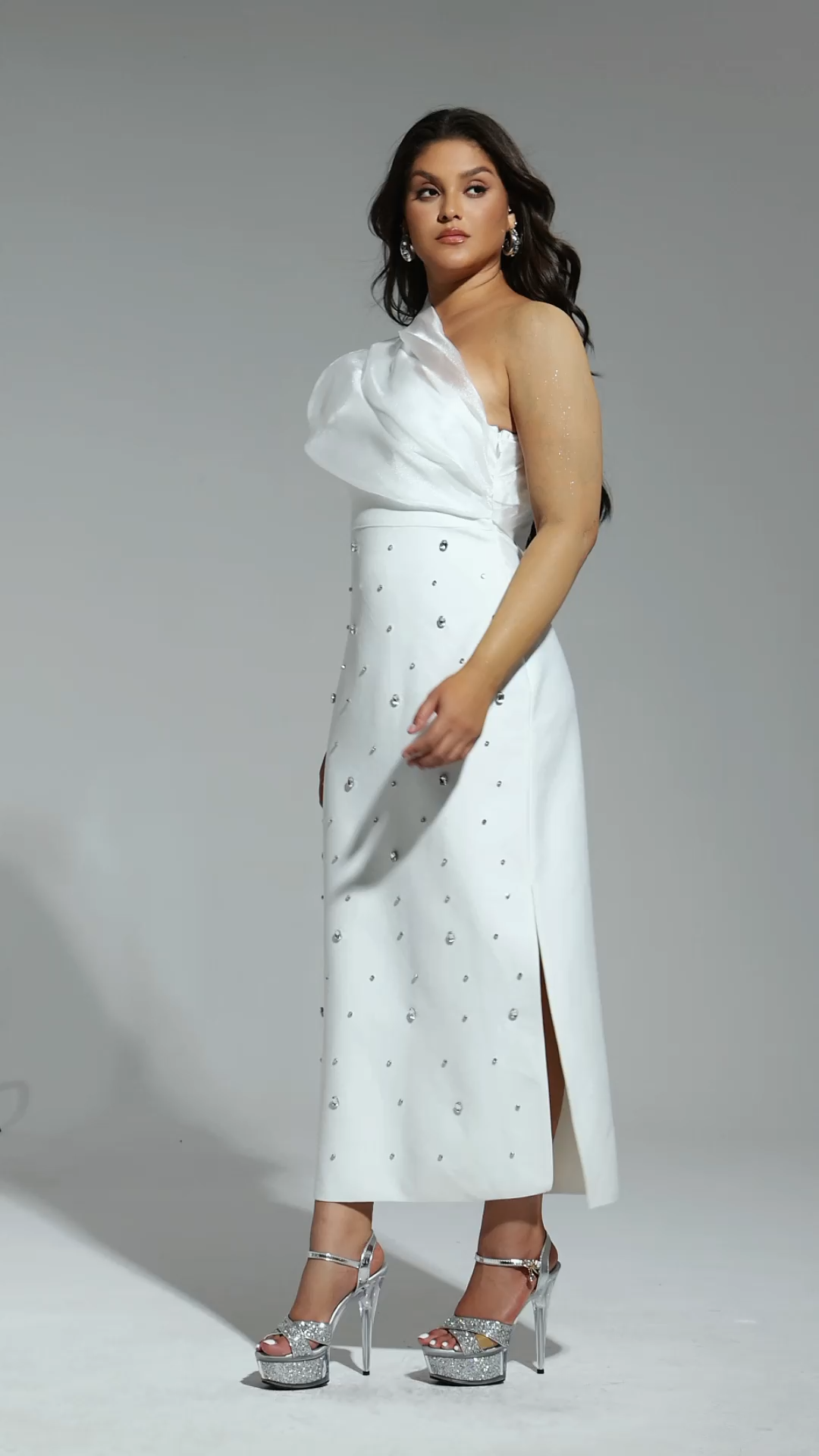 Pana One Shoulder Diamond Slim Bandage Maxi Dress