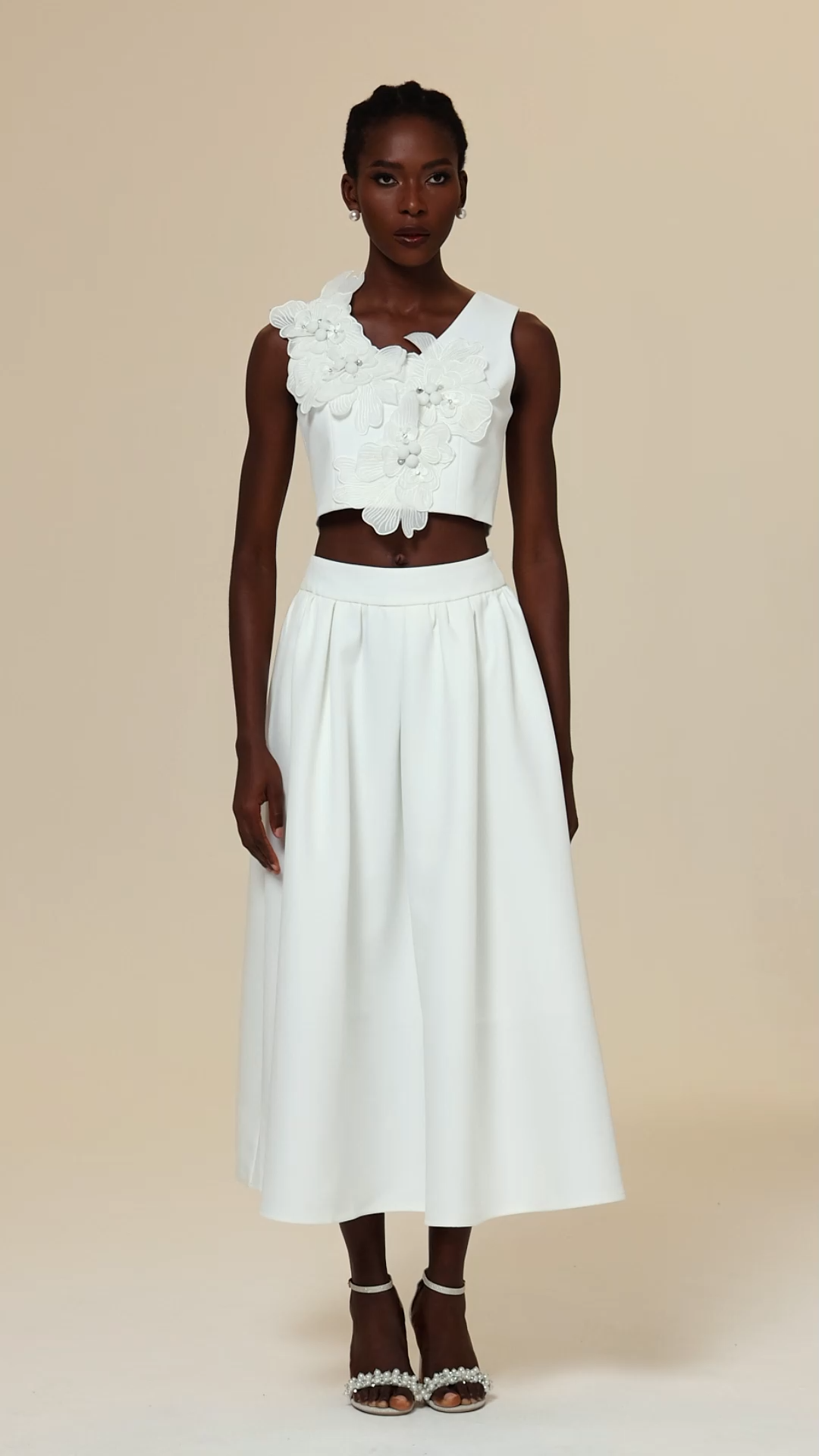 Noah V-Neck Sleeveless Flowers Top And Skirt Two-Piece Set