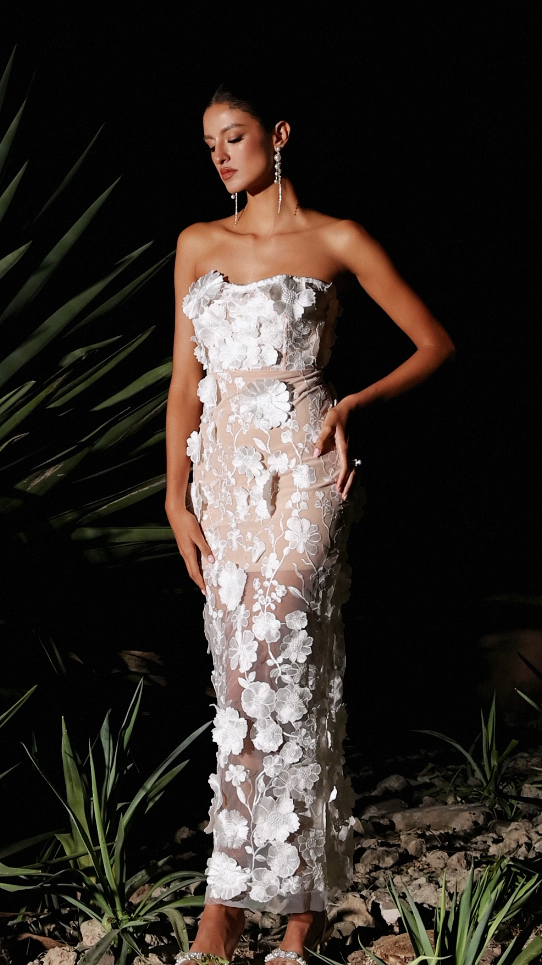 Luda Strapless Flowers Maxi Dress
