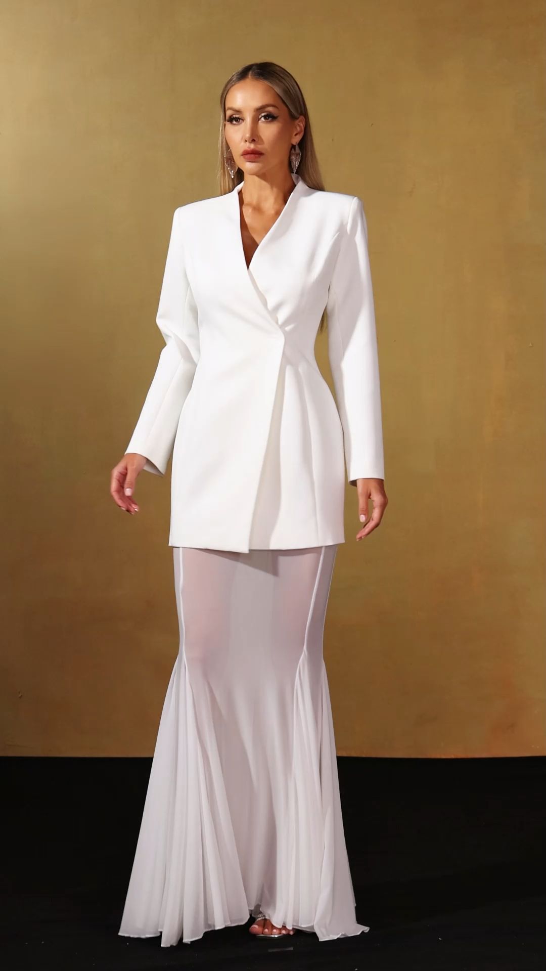 Soloma Collarless Blazer Two Piece Set