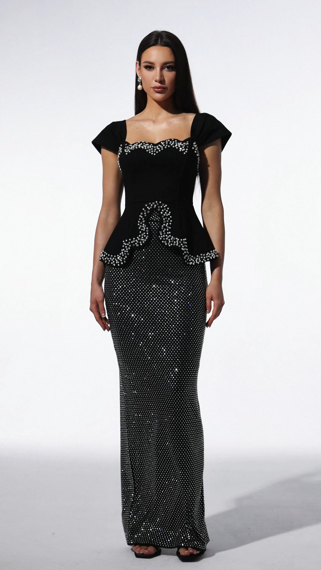 Vercia Off-The-Shoulder Diamond Bandage Maxi Dress