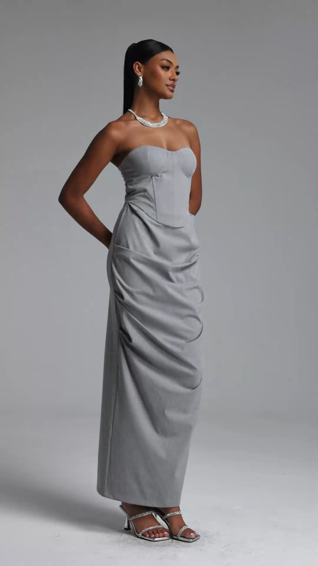 Sanna Chic Contour Strapless Cut Out Ruched Top and Skirt Set