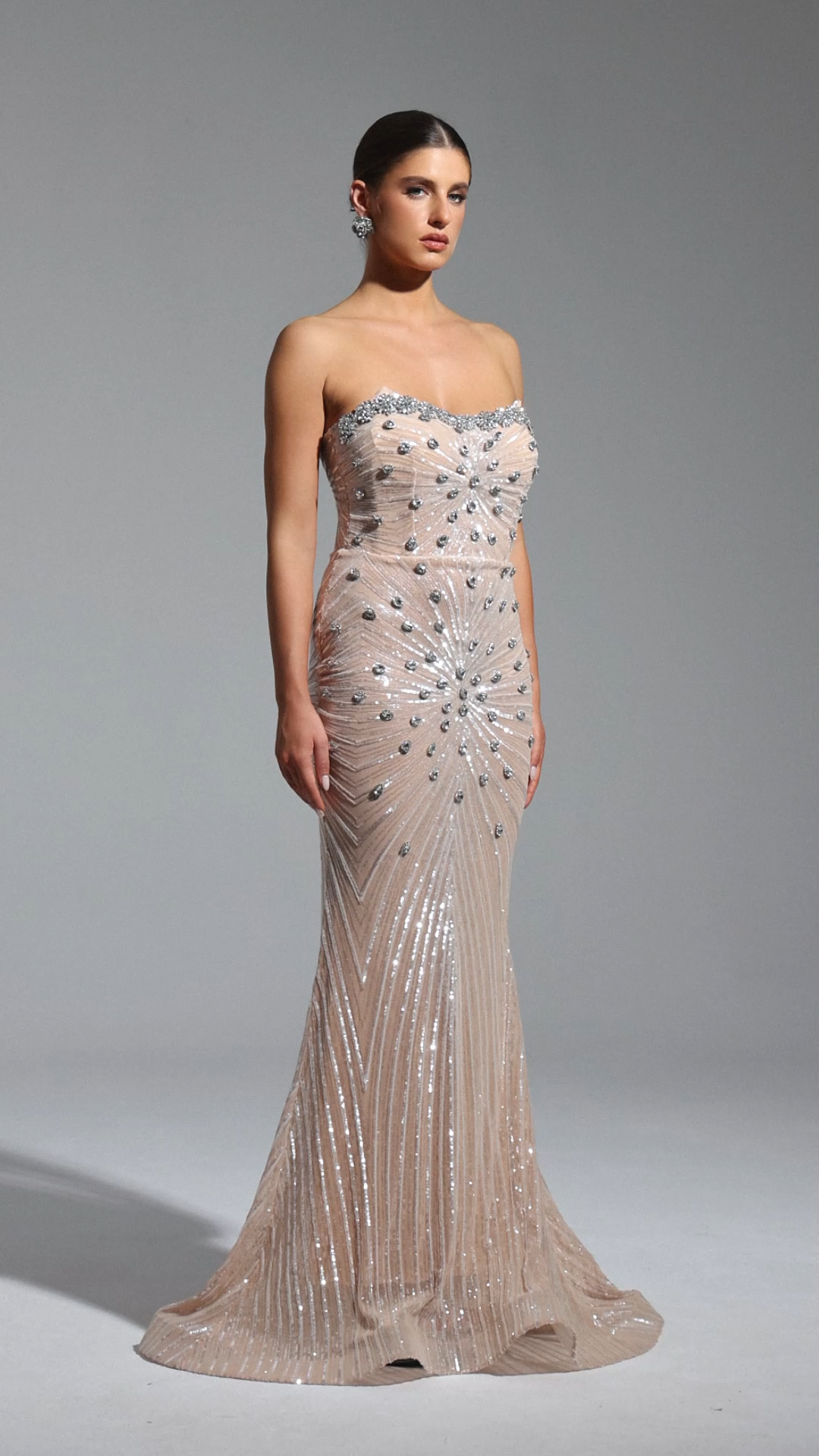 Kori Strapless Diamond Sequins Maxi Dress