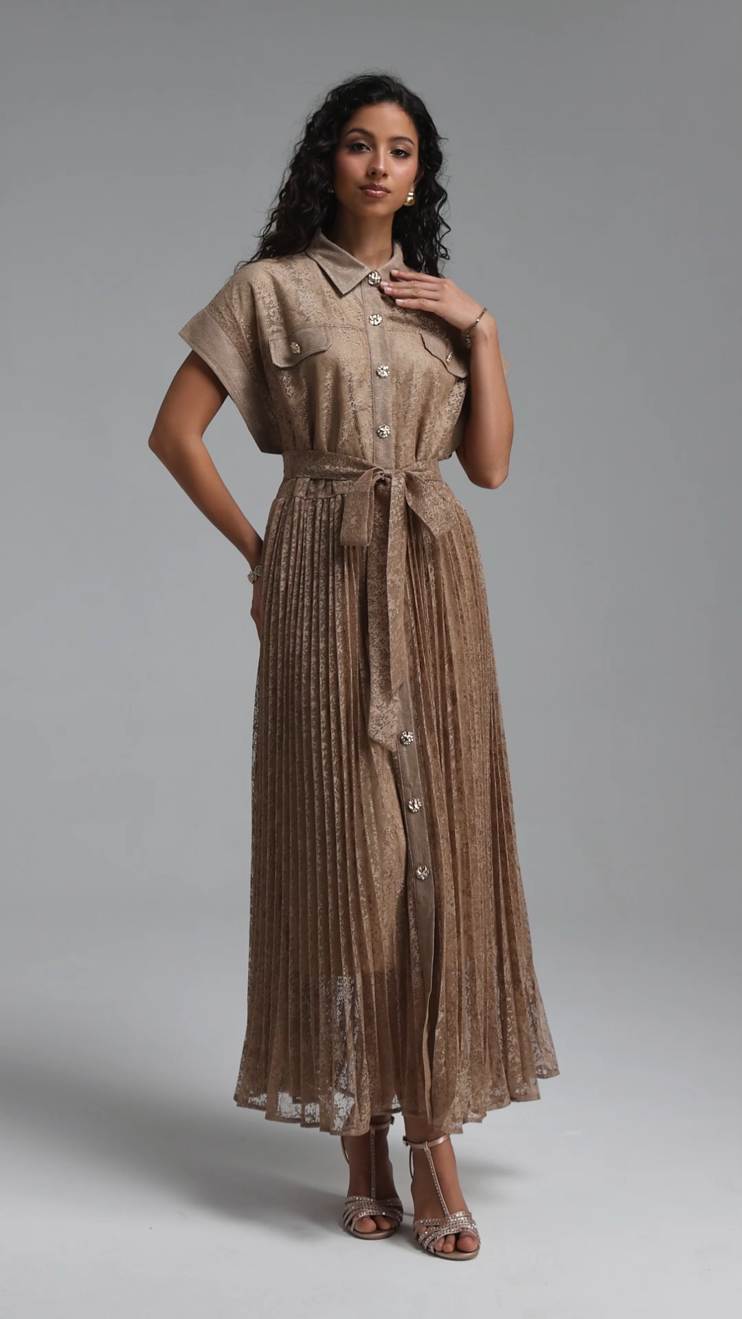 Sophia Vintage Tailored Sleeveless Lace Maxi Dress