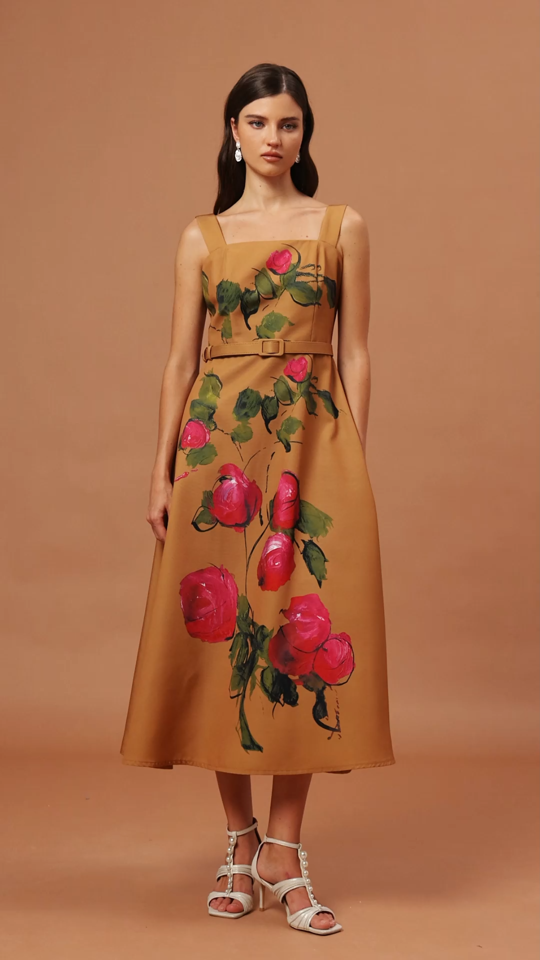 Noor Halter Floral Printed Midi Dress