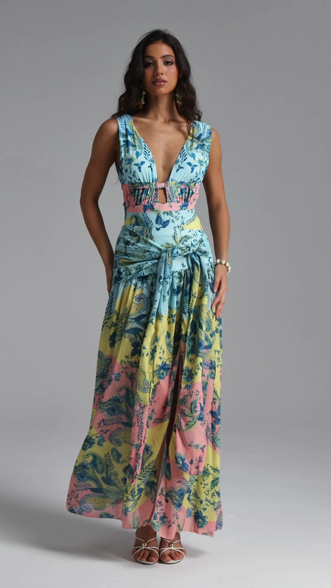 Jussi Resort Flowy Print One Piece Swimsuit Two Piece Set