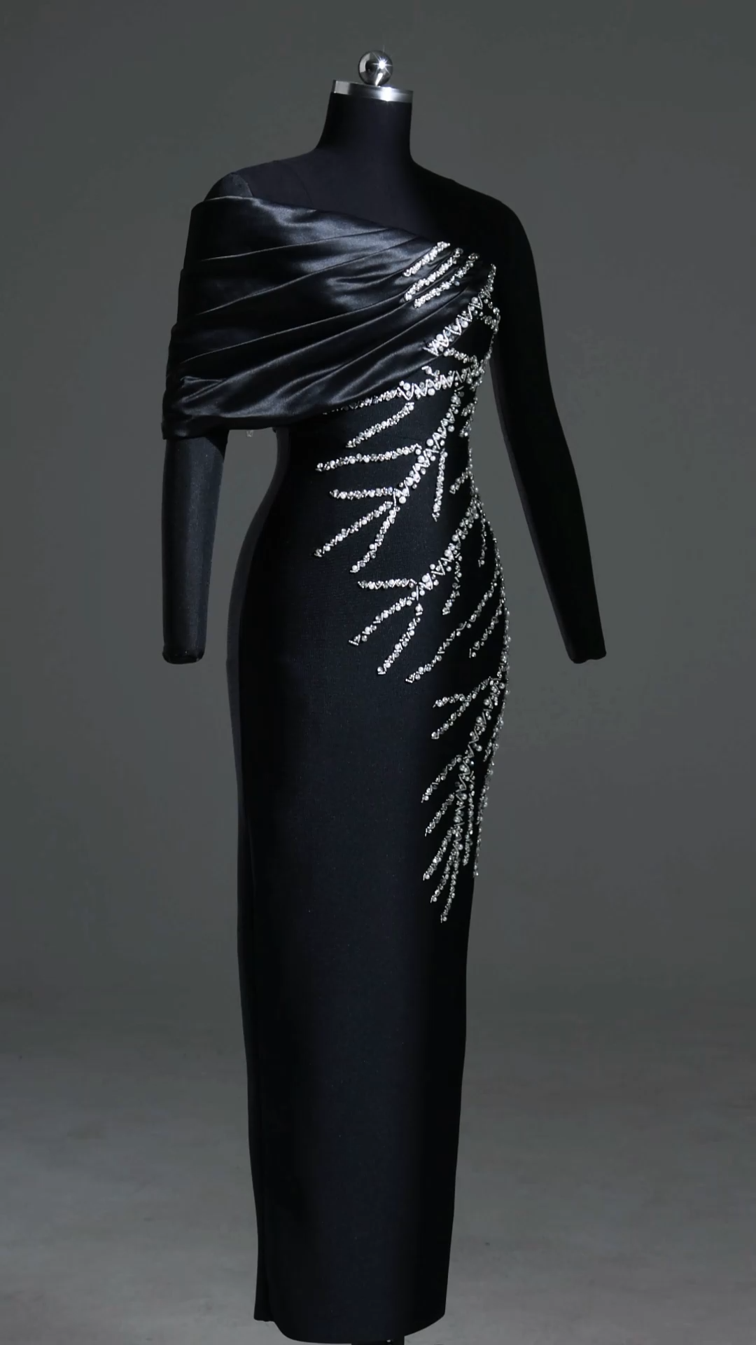 Zaha One Shoulder Sleeveless Diamond Bandage Maxi Dress