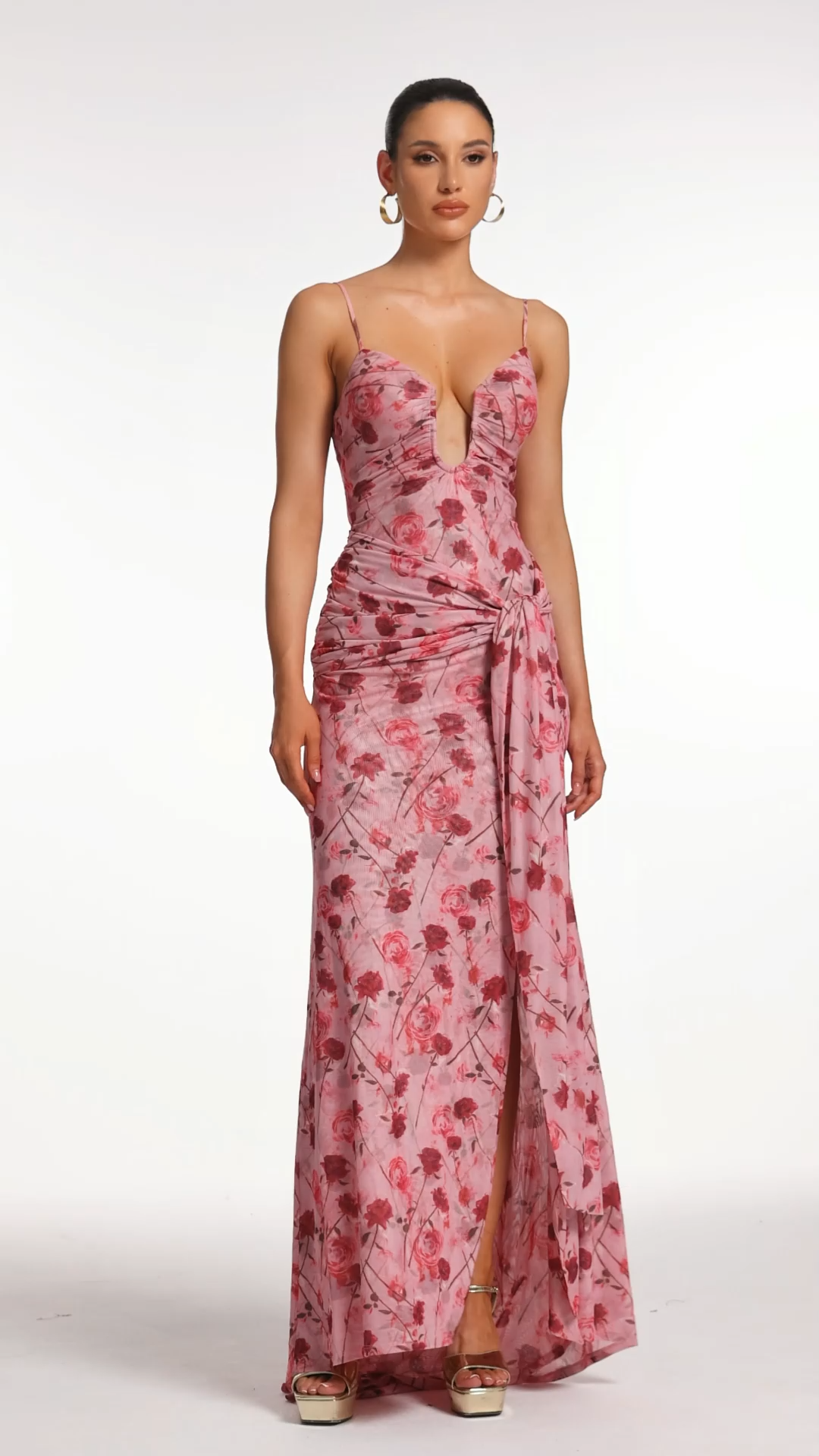 Moto Pink Floral Print Cami Maxi Dress