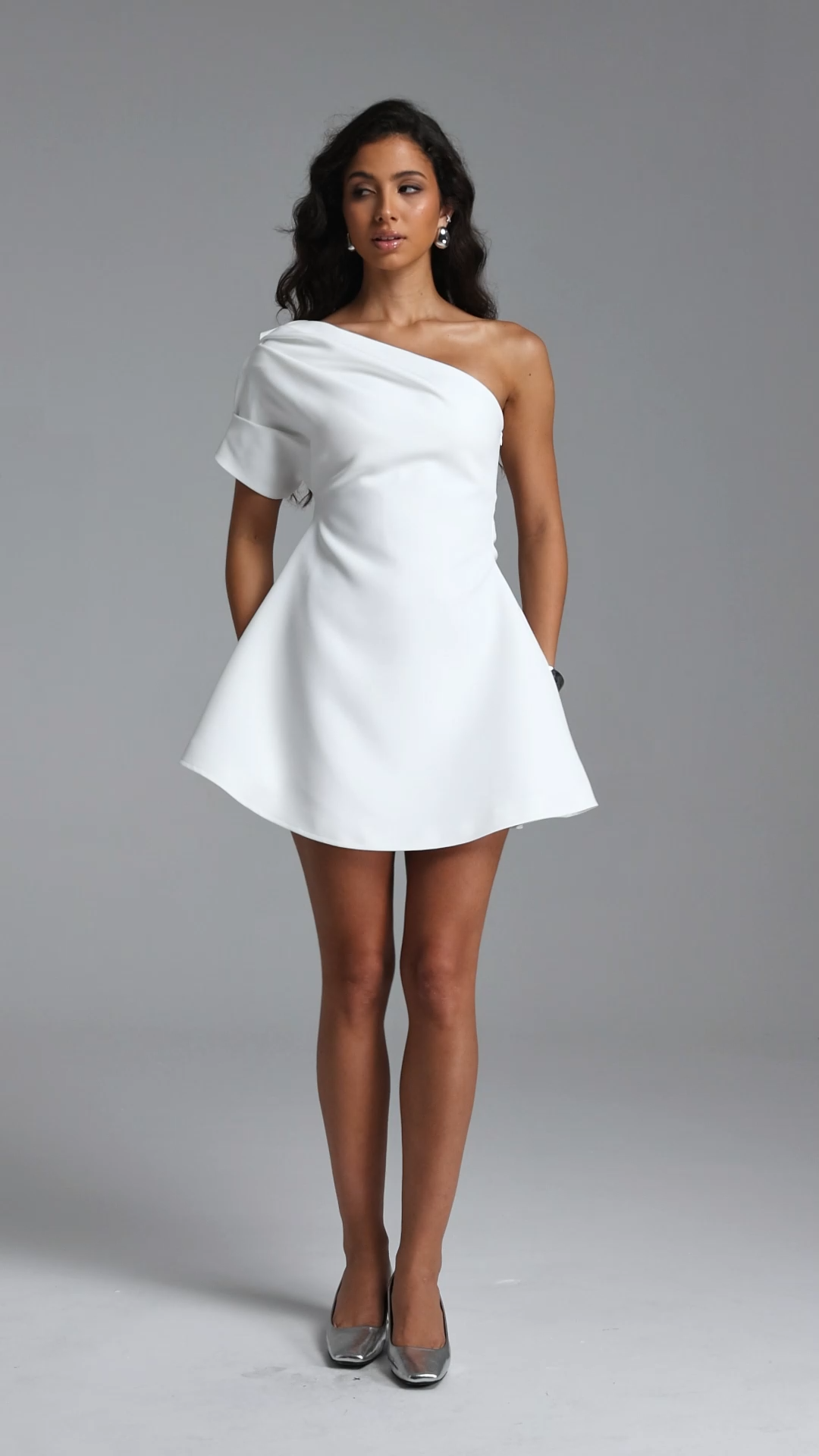Verney Elegant tailored Ruched Woven Mini Dress