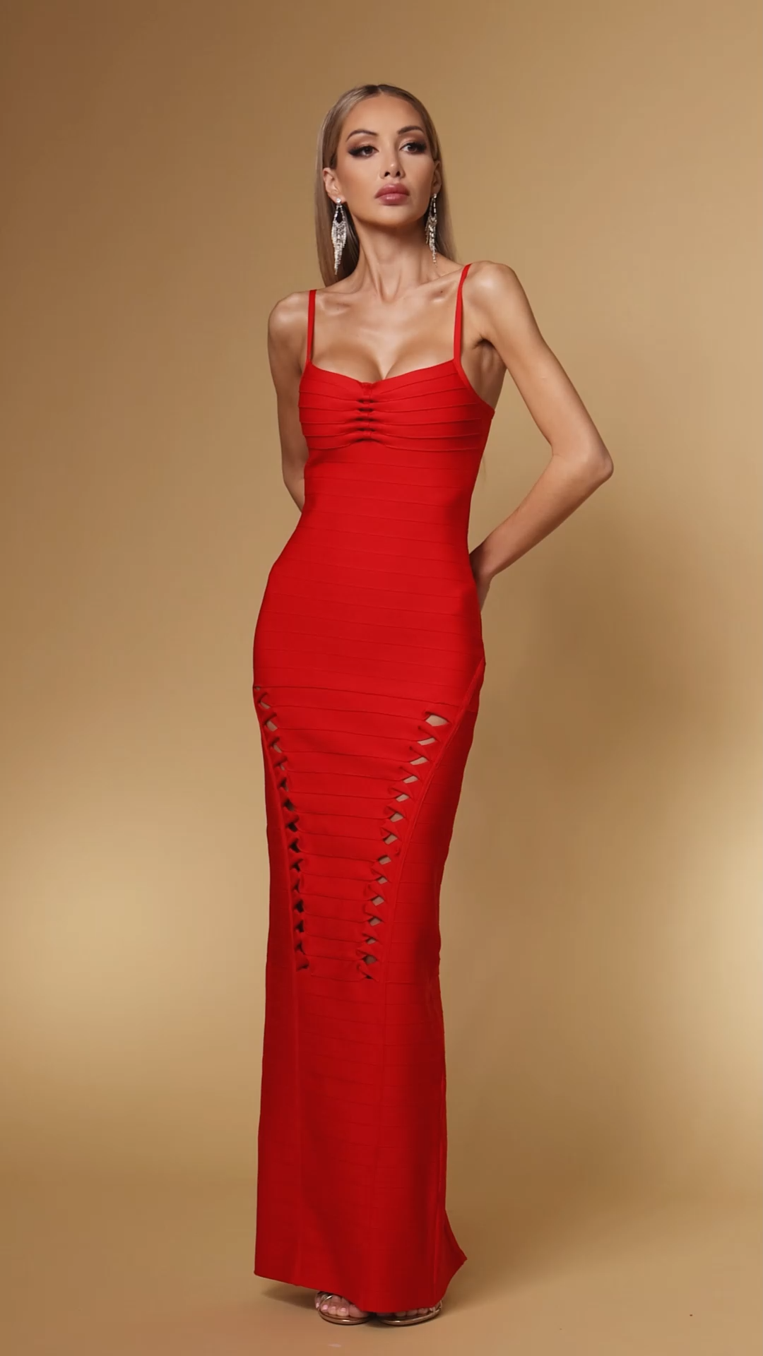 Madge Elegant Contour Bandage Maxi Dress