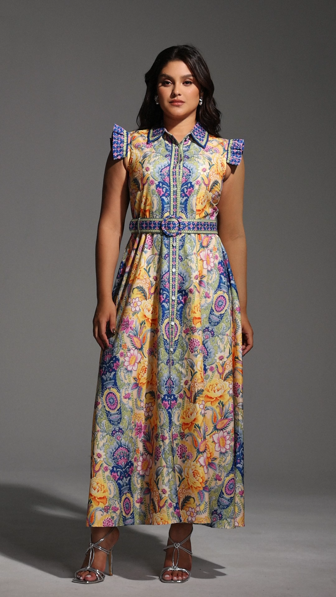 Naida Floral Printed Sleeveless Maxi Dress