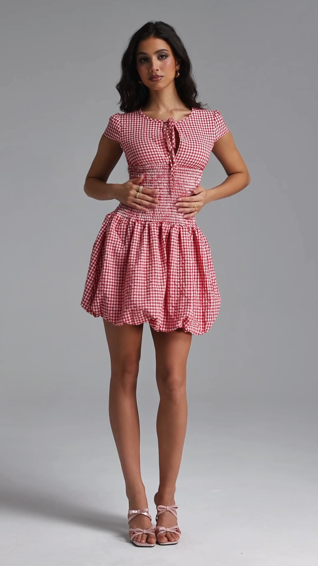 Halasa Chic Tailored Short Sleeve Plaid Woven Mini Dress