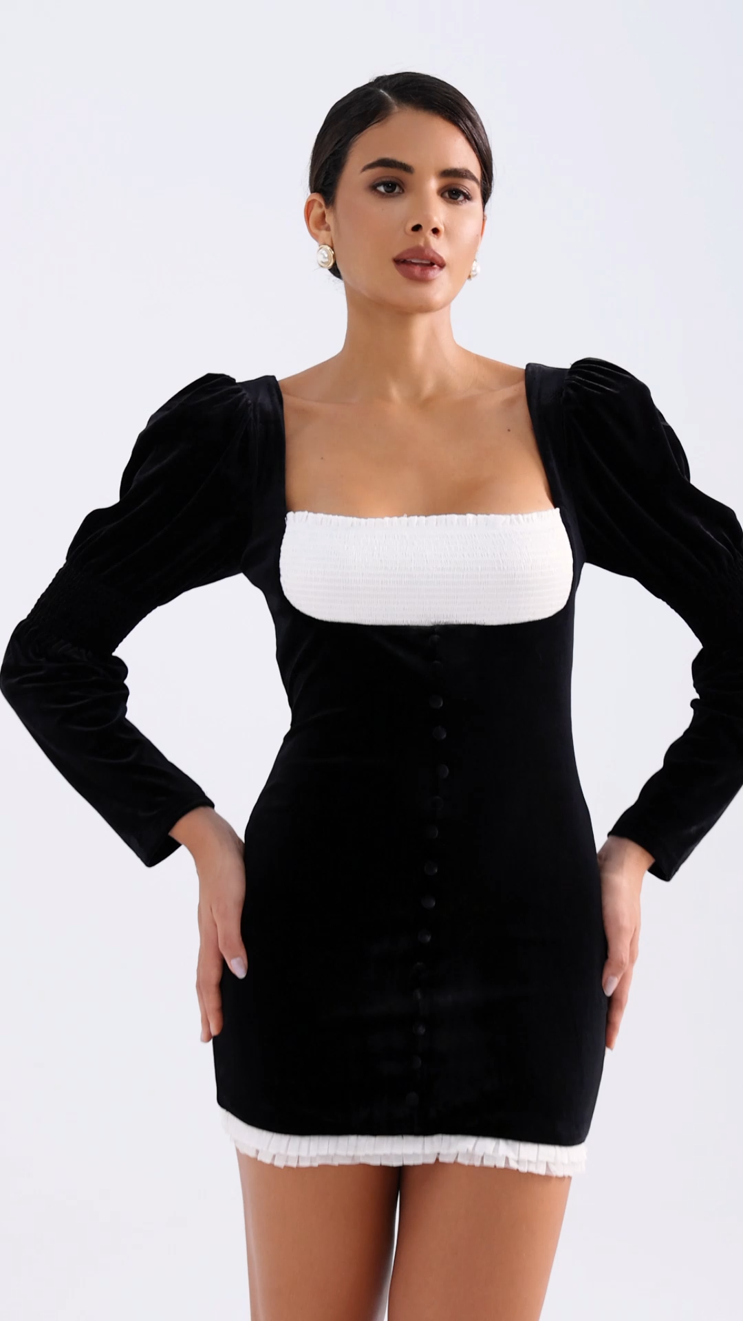 Sarai Square-cut Collar Mini Dress