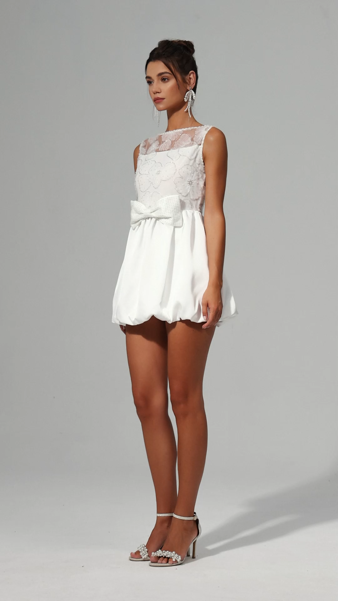 Shea Sleeveless Bowknot Embroidery Flowers Lace Mini Dress
