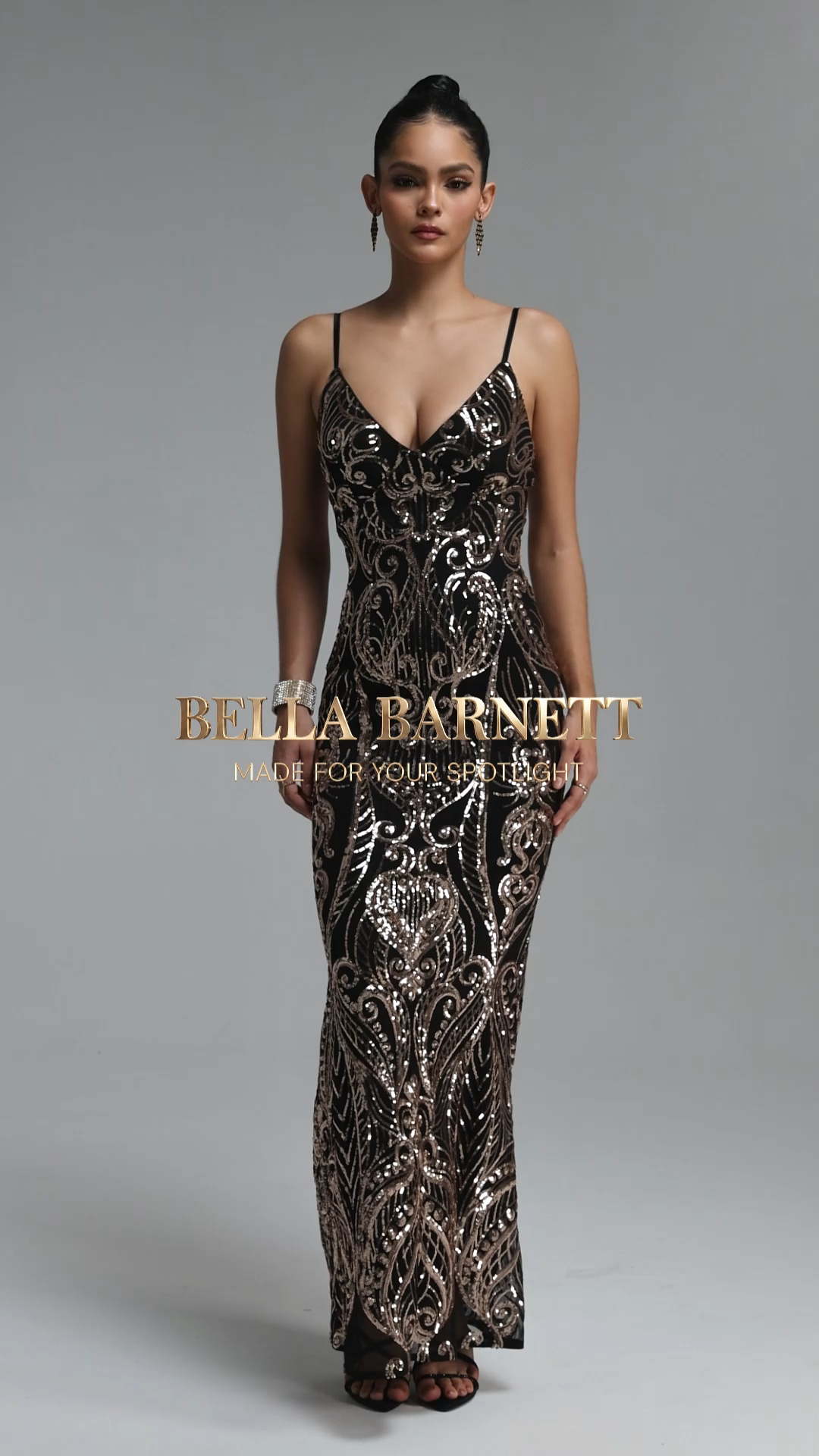 Gamora Glamorous Spaghetti Strap V Neck Sequin Mermaid Maxi Dress