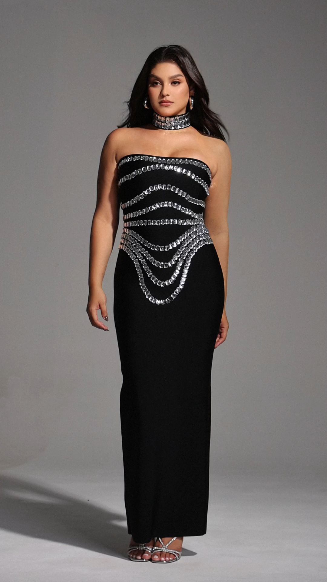 Wanda Sleeveless Diamond Bandage Maxi Dress
