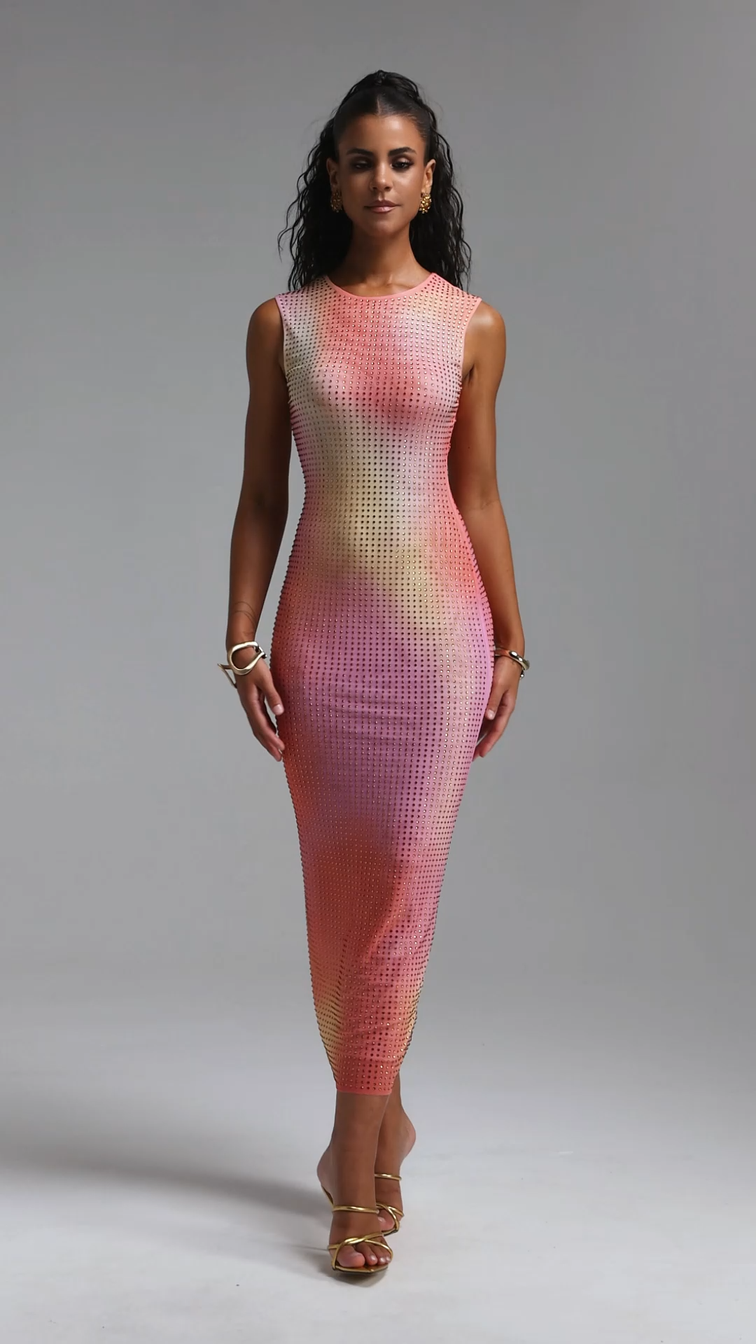 Lomo Gradient Diamante Maxi Dress